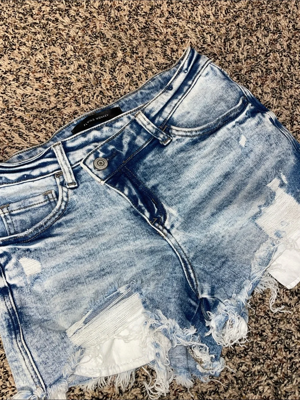 Flying Monkey Distressed Denim Shorts Mid Rise Blue Size 25 | Like New